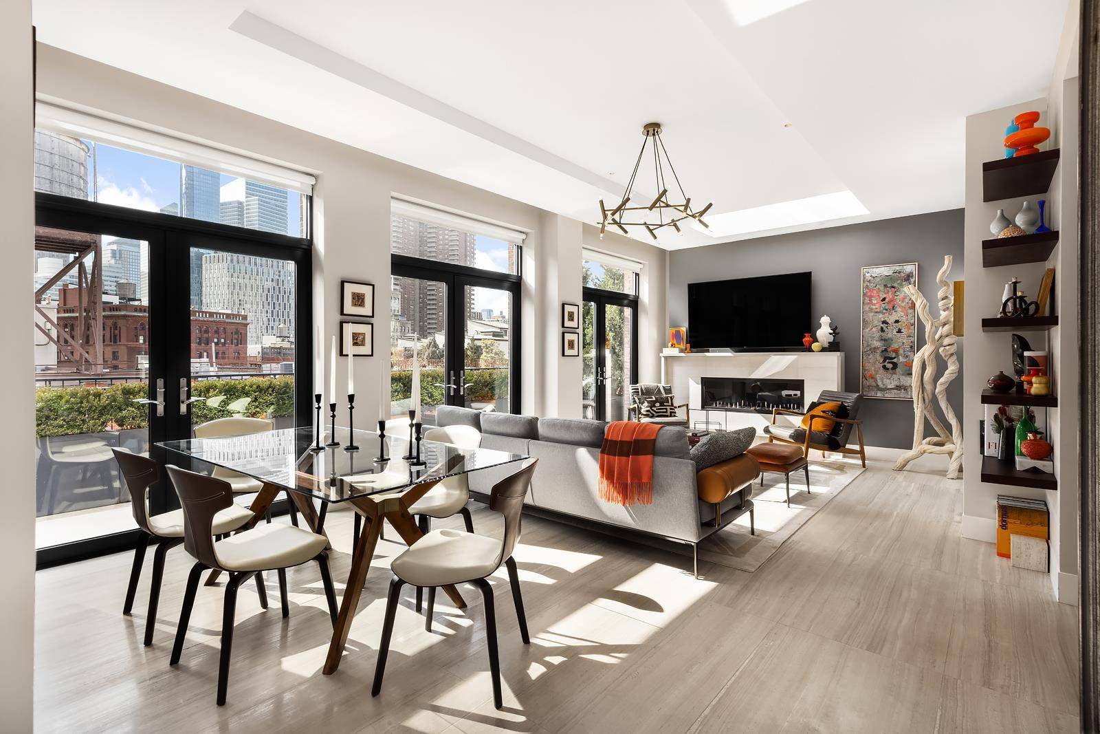 Unique, one of a kind, stunning Tribeca 3 story Penthouse in boutique condo building.