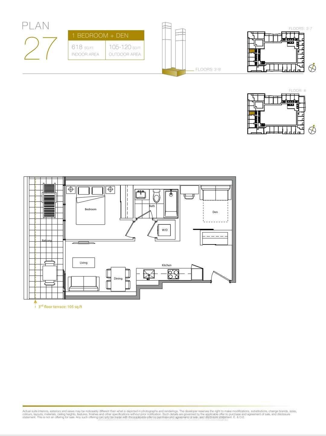 Highly Recommend This Brand New 1 1 Den 2nd bdrm Condo Built on The Middle Floor of Concord Canada House.