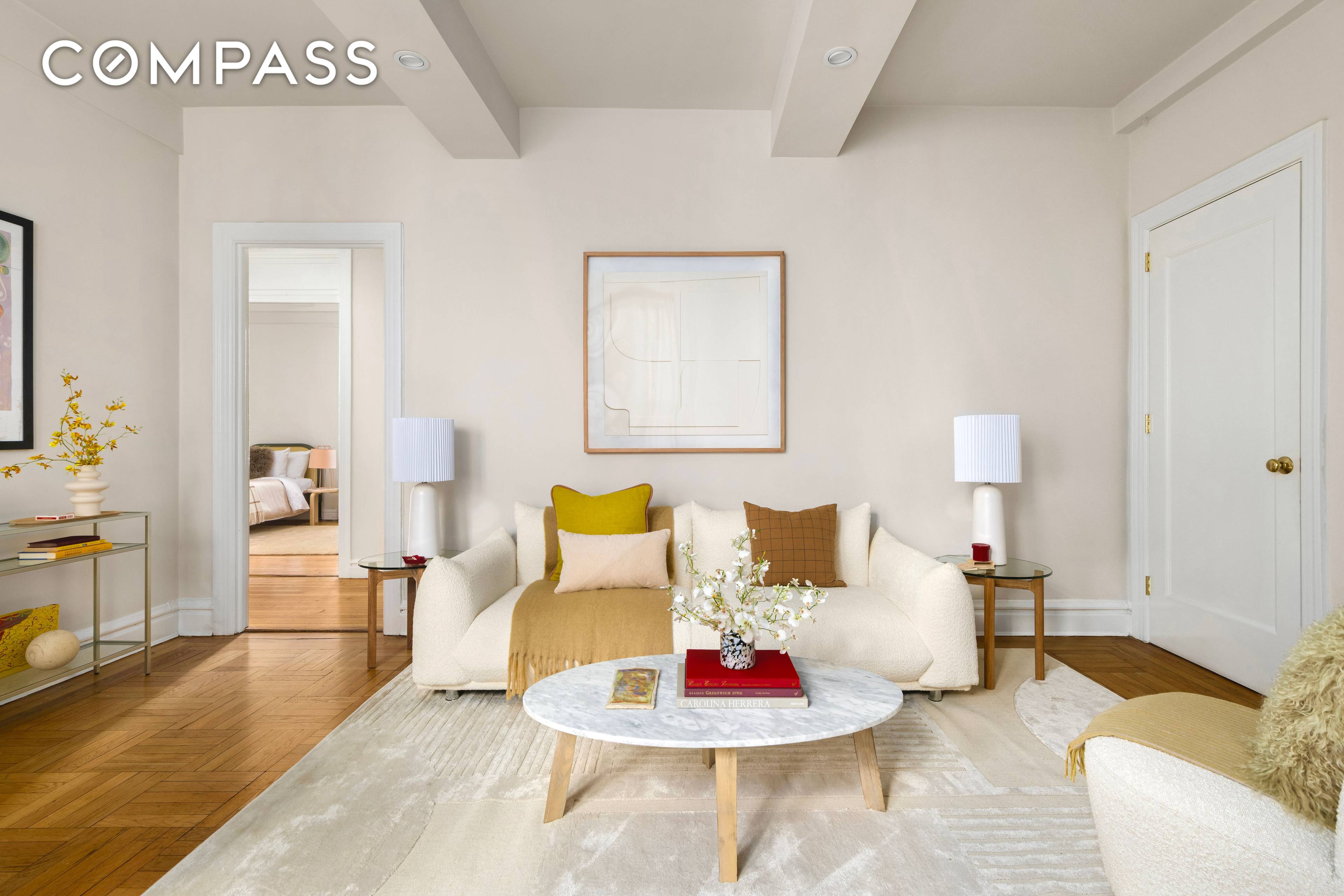 With the grace of high ceilings and wood floors and the ease of a renovated kitchen and bathroom, this 2 bedroom home offers serene comfort in a coveted location.