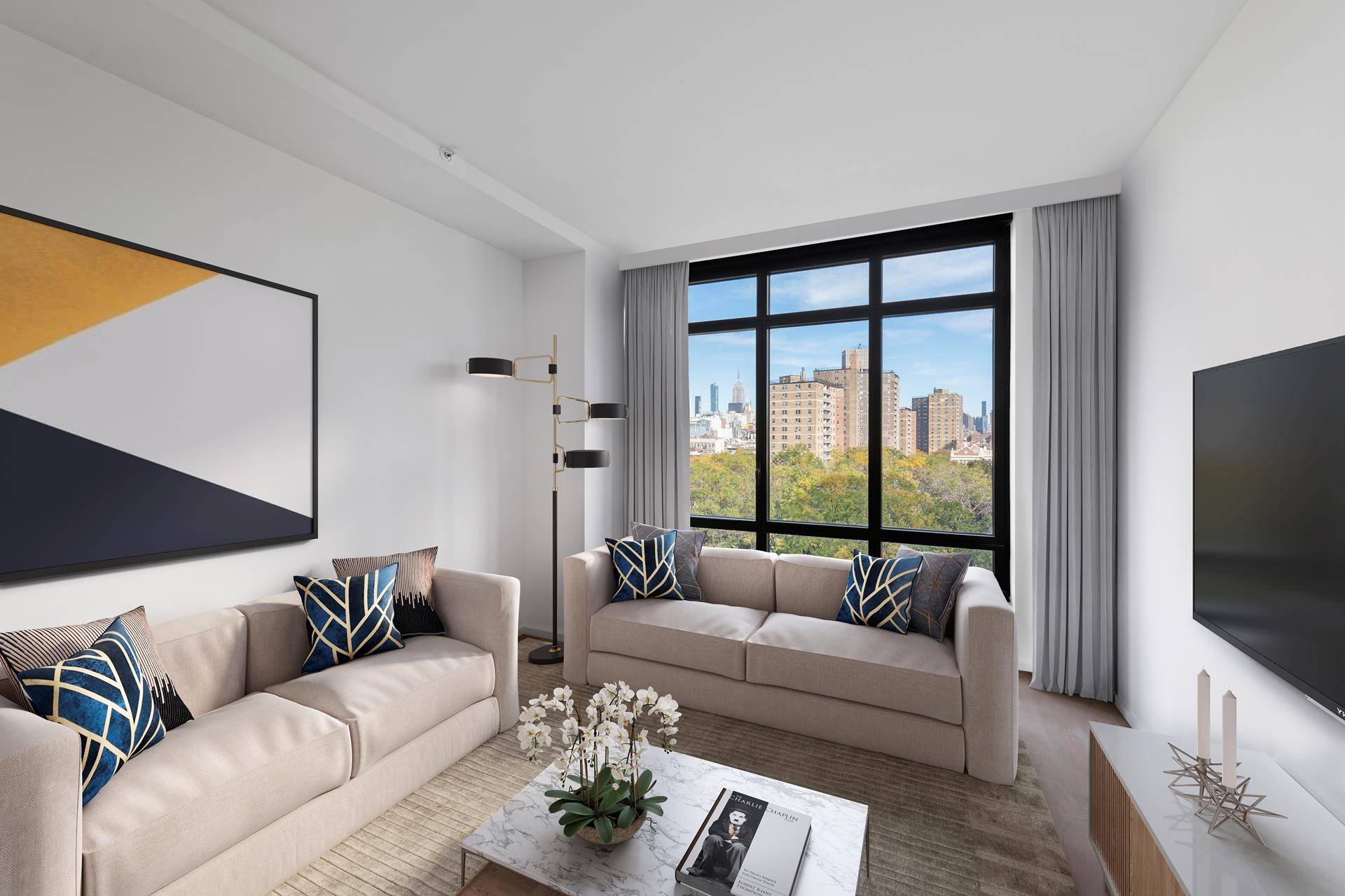 AVAILABLE MID MAY STORAGE CAGE INCLUDED 5' 3' 8' ELECTRIC SHADES INSTALLED Welcome home to residence 8G, a stunning 970 square foot two bedroom, two bathroom at 196 Orchard.
