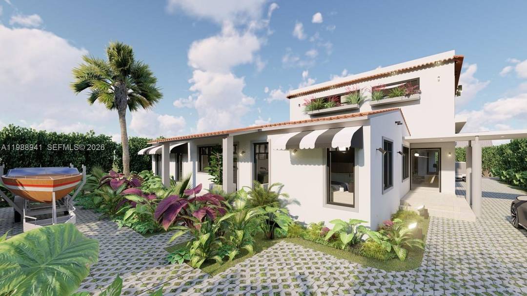 Unique homesite of nearly 8, 000sf and a fully remodeled designer's turnkey built residence East of the US 1 amp ; 3 minutes from the beach.