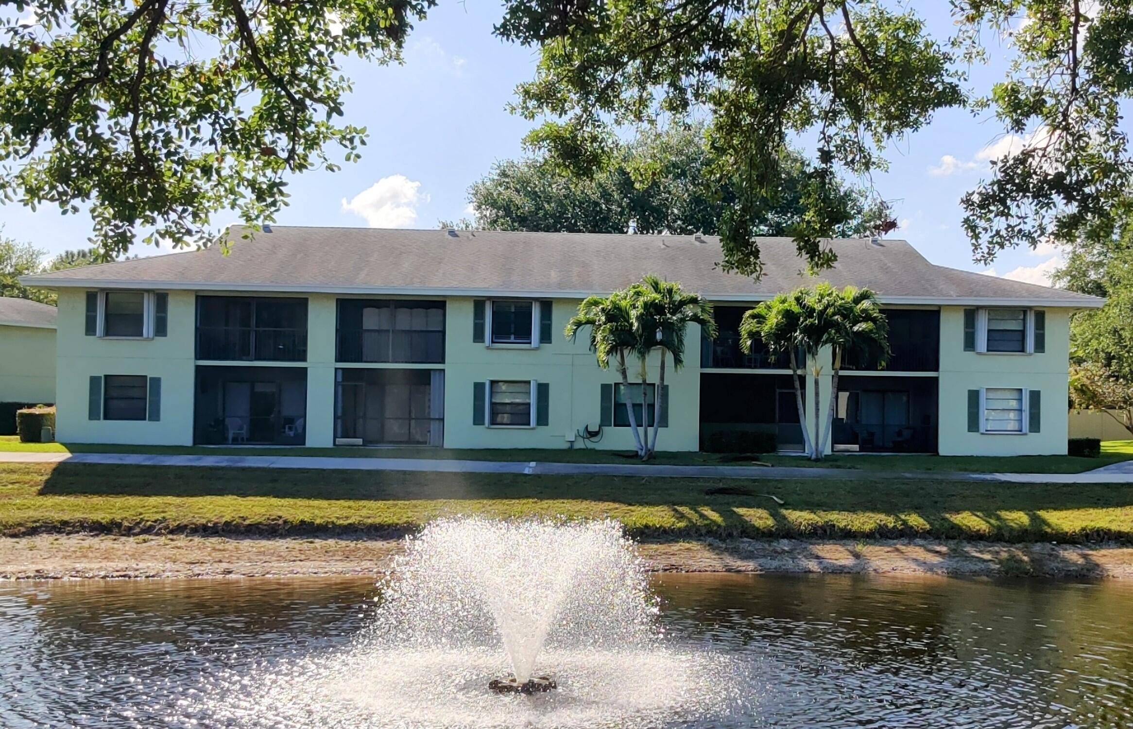 Located in the heart of Palm Beach Gardens this first floor 2 bedroom 2 bath unit has a living area overlooking a community lake and fountain.