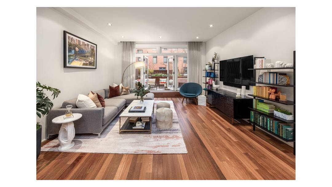 Residence 2J at 416 Washington Street is a pristine, loft like condominium in the heart of Tribeca, offering exceptional scale, light, and a rare private landscaped terrace.