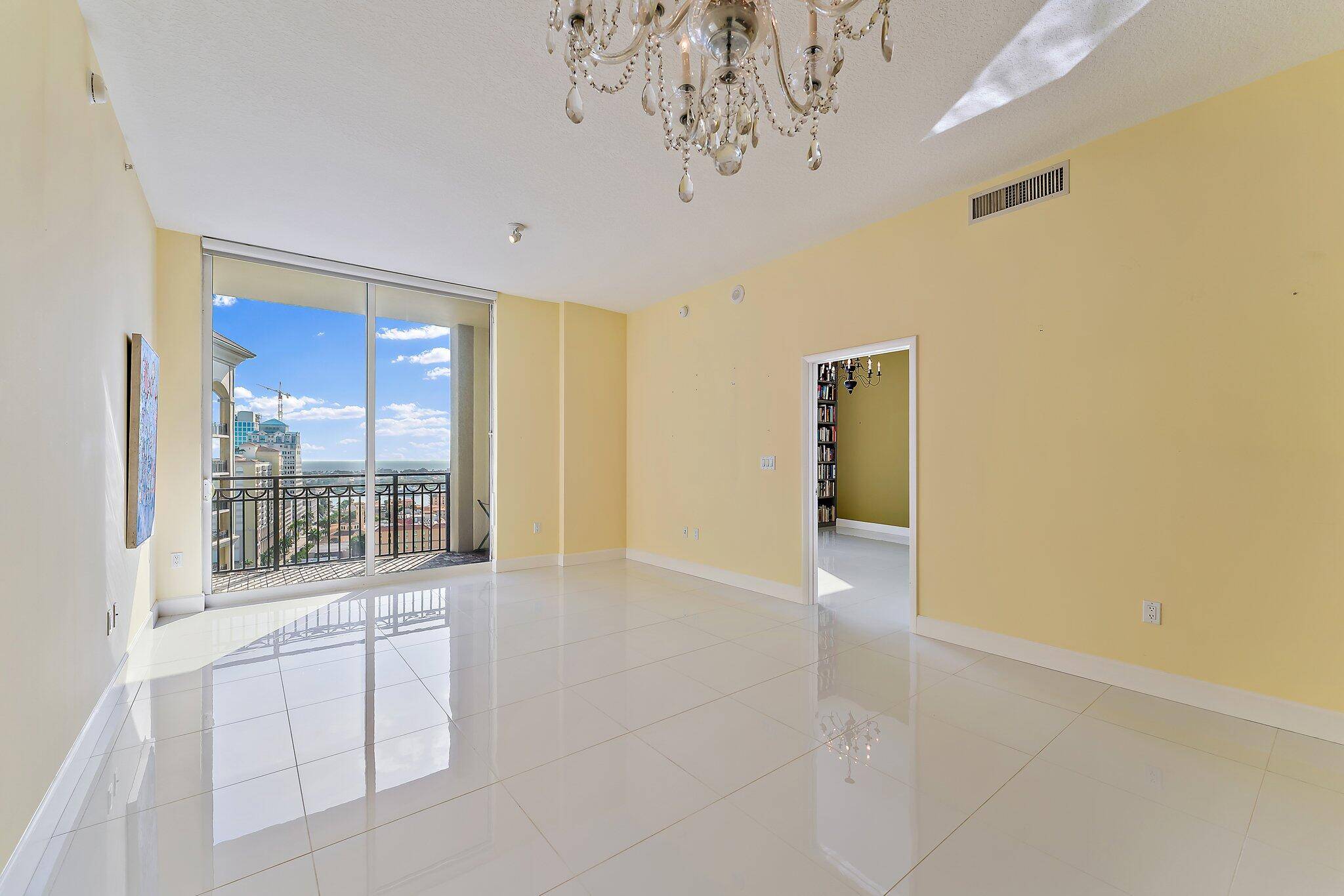 This east facing condo in West Palm Beach offers panoramic views of the intracoastal, Palm Beach, and the ocean.
