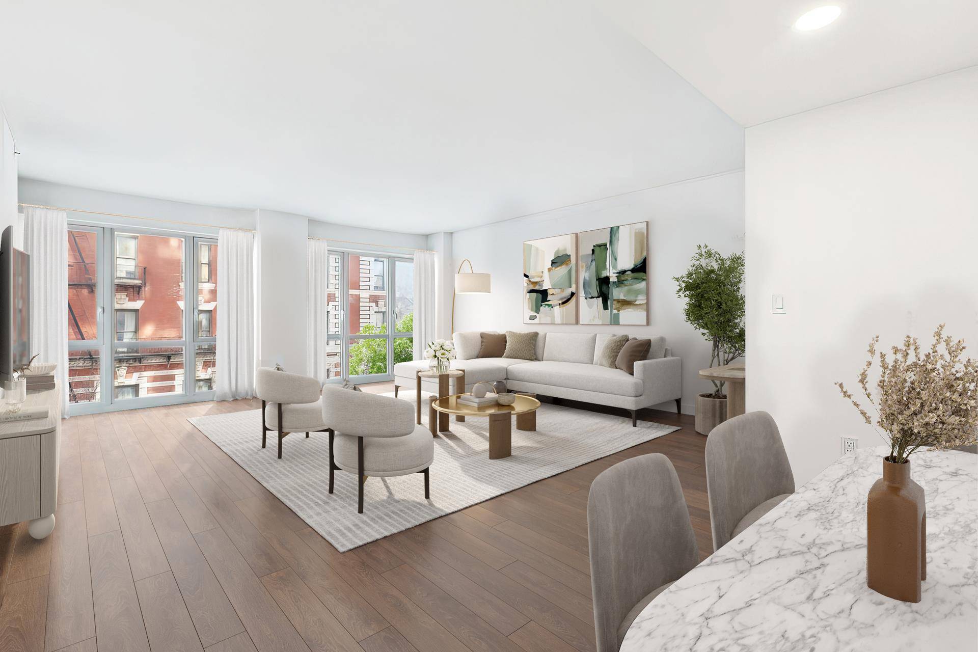 Spanning an incredible layout with stunning park views, Residence 4A at 99 Morningside Avenue is a beautifully designed three bedroom home that balances space, light, and privacy.