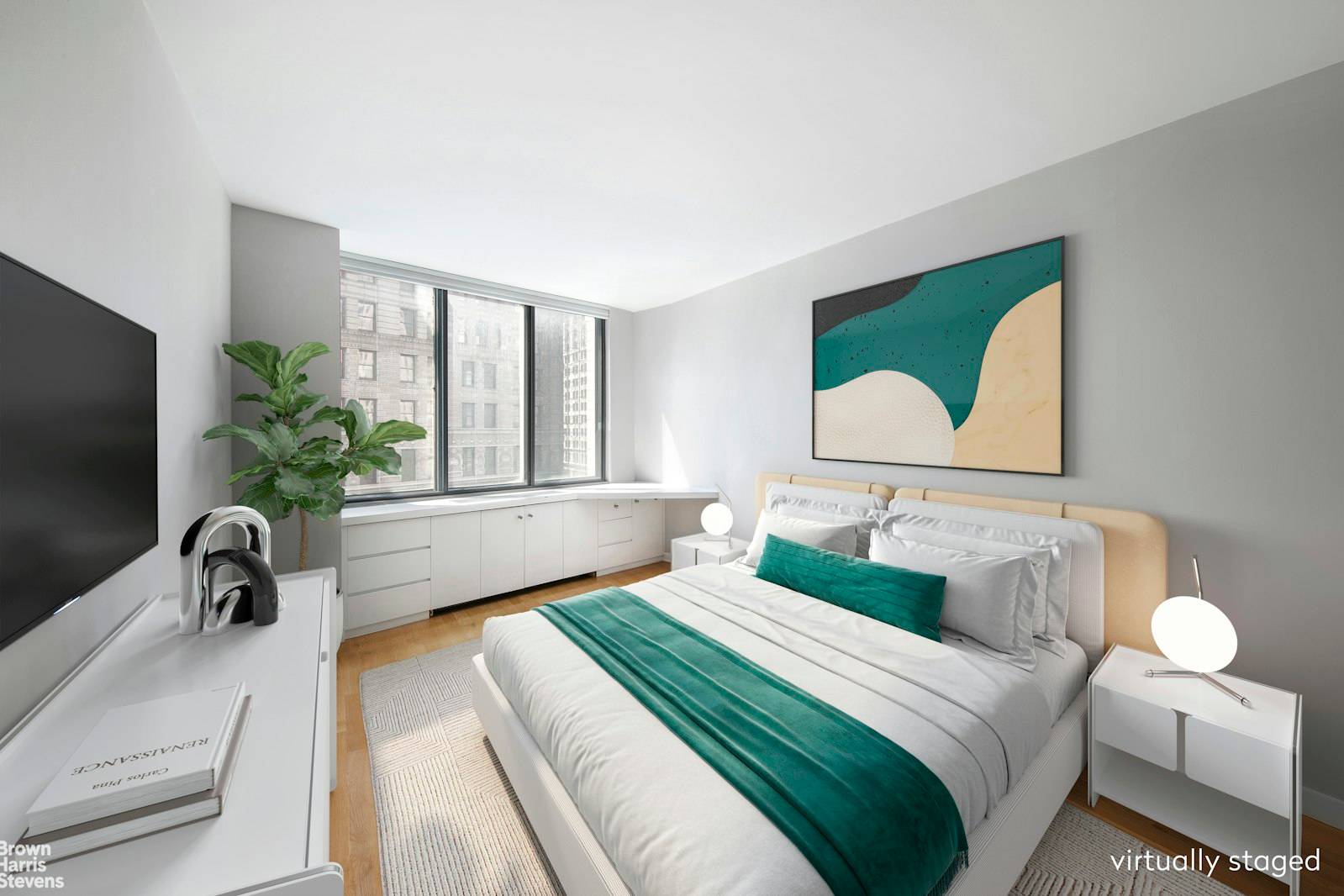 This renovated stylish light filled home boasts direct views through over sized windows of the iconic landmarked Flatiron Building and beyond.