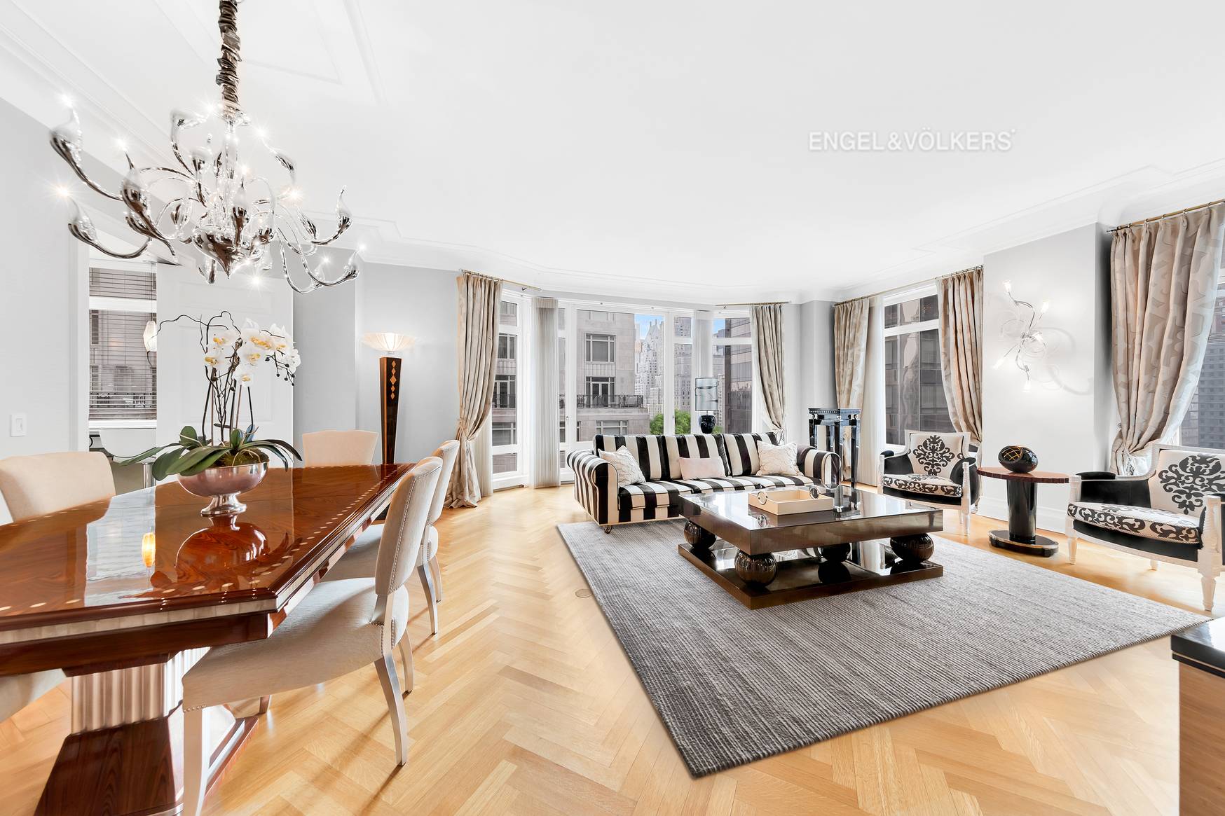 This spacious three bedroom, three and a half bathroom home spans 2, 241 square feet in one at the iconic, Fifteen Central Park West condominium.