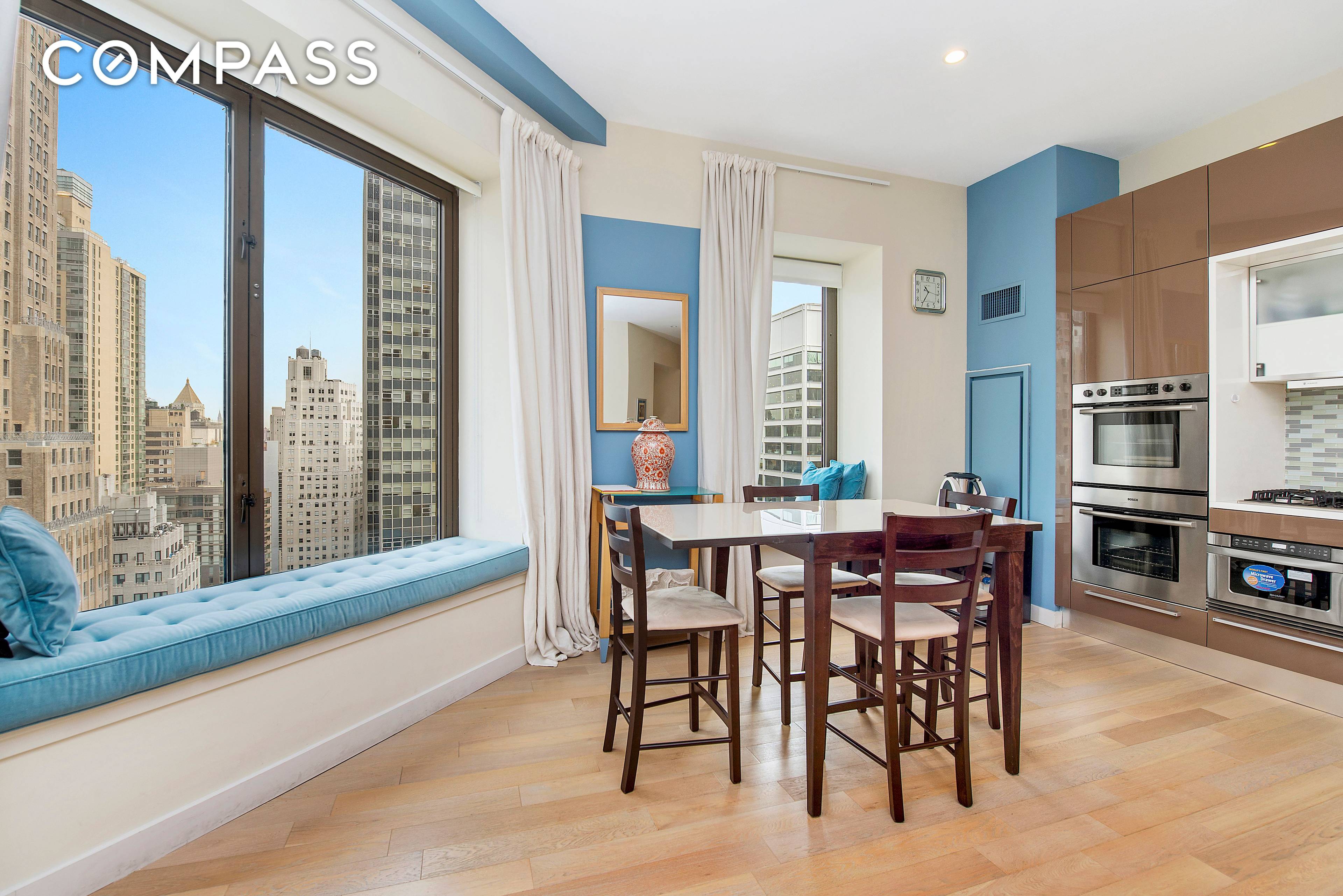Available November 15th. Enjoy incredible city views from this stunning, fully renovated, 2 bedroom 2 bathroom apartment located at the 30th floor of 75 Wall St.