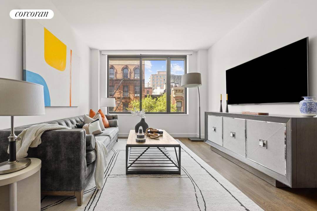 Residence 5H is a beautifully designed split two bedroom, two bathroom home at The Jefferson, a premier full service condominium known for its eco conscious design and exceptional amenities.