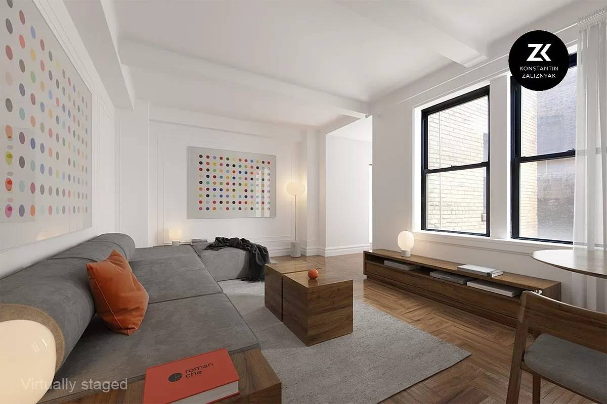 An especially spacious one bedroom apartment with high ceilings and windows in every room.