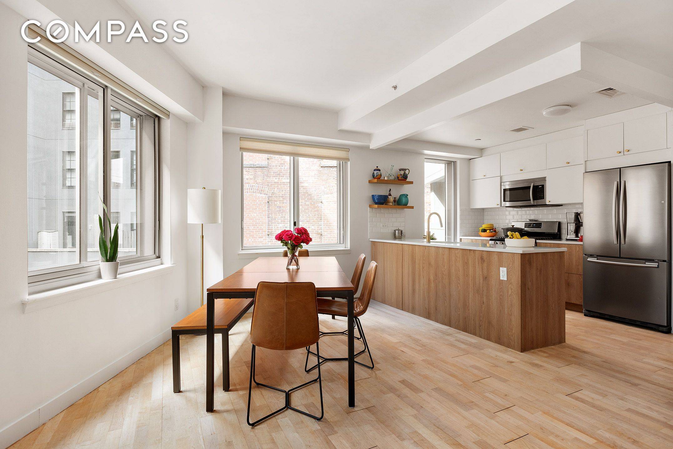 Residence 4A is a corner unit with a renovated kitchen, refinished flooring and updated bathrooms.
