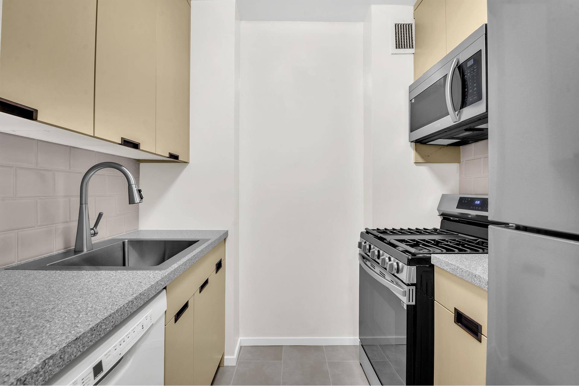 Be the first to live in this fantastic alcove studio apartment that was just renovated and features sliver views of the East River.