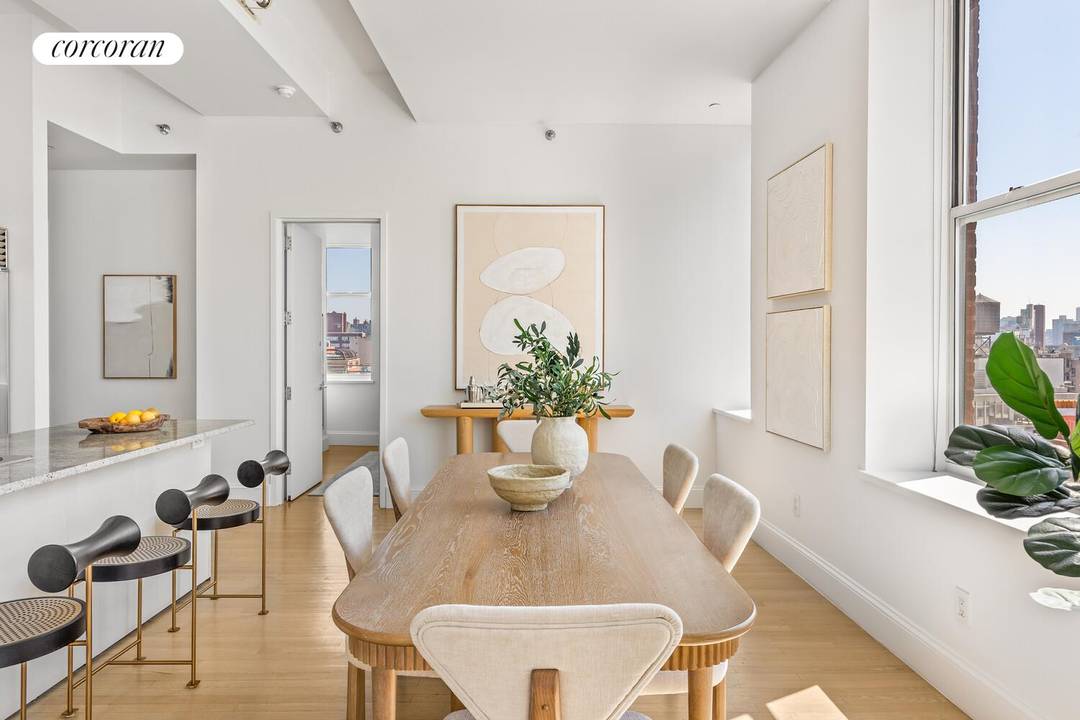 Residence 8C at 129 Lafayette Street is a luminous, corner three bedroom, two bathroom condominium distinguished by its southern exposure, exceptional natural light, and striking volume throughout.