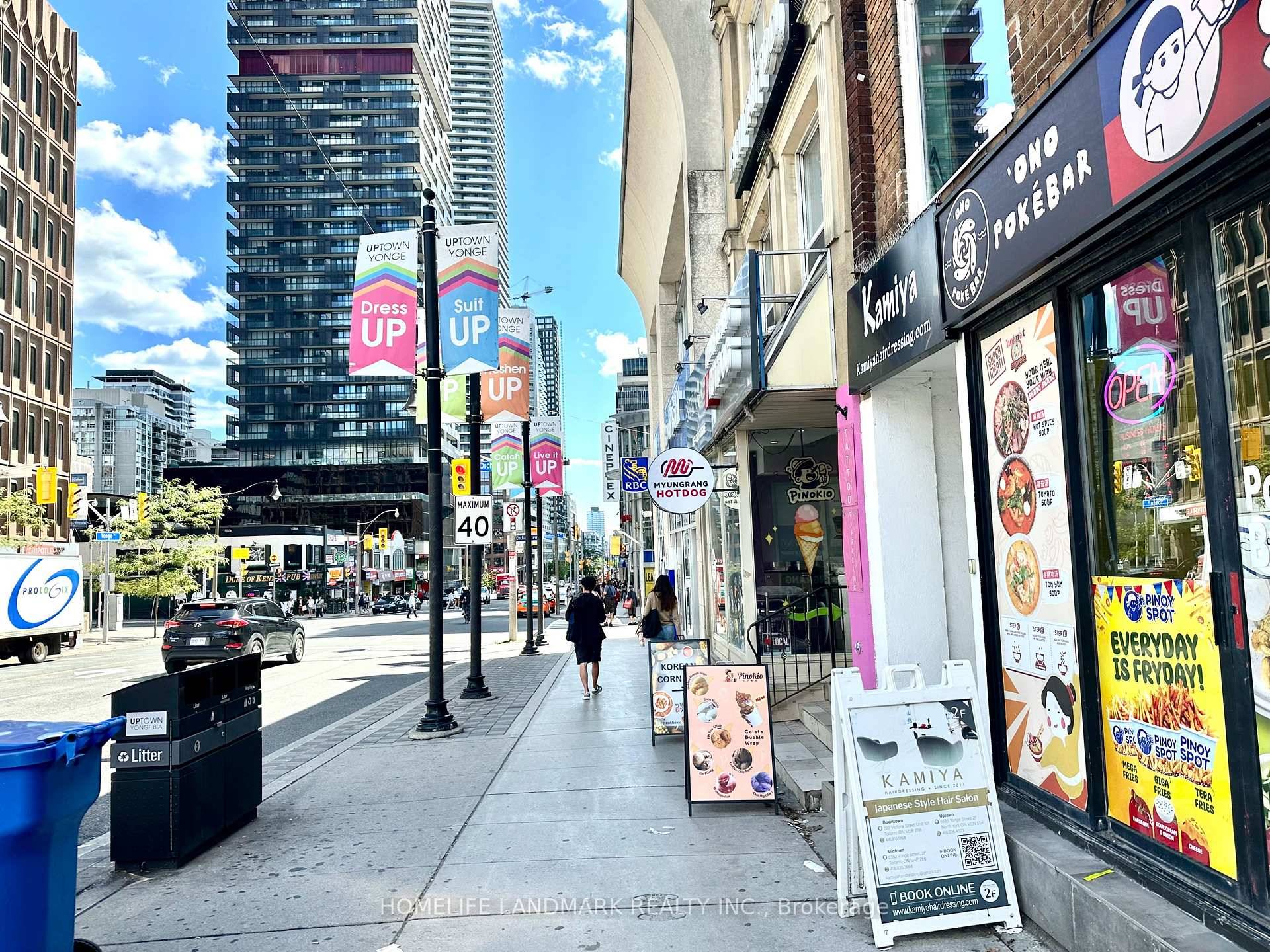High visibility Yonge St frontage in Midtown's busiest stretch, steps to subway, heavy pedestrian counts, strong commuter lunch amp ; evening traffic.