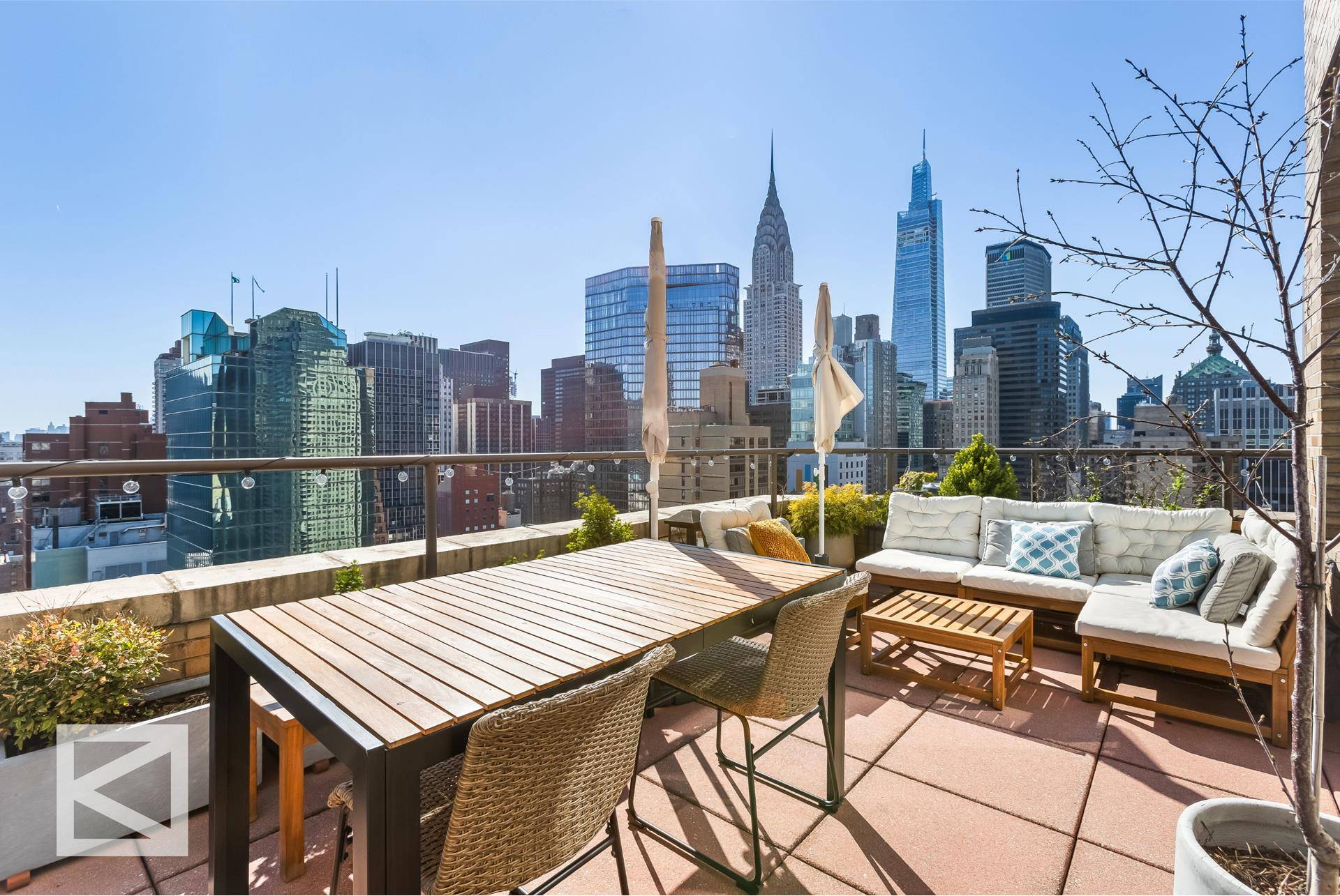 This meticulously gut renovated home offers an exceptional blend of style, comfort, and functionality, boasting soaring 12 foot ceilings and expansive, unobstructed views of the Midtown skyline and East River.