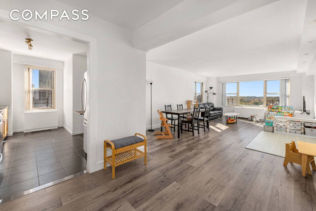 Views, Light and Space ! This spacious, high floor converted 2 Bedroom, 1 Bath measures approximately 1000SF complete with a separate, windowed eat in kitchen, an oversized living room, ample ...