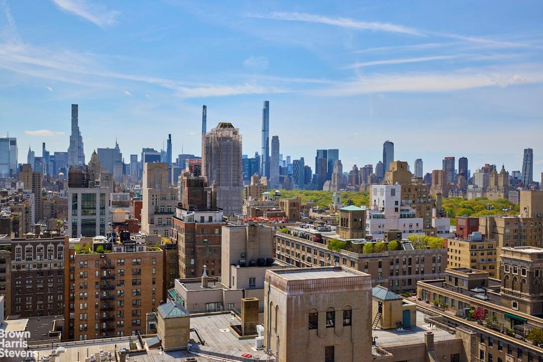 Wonderful opportunity to live sky high in Carnegie Hill with city and Central Park views from oversized windows in every room.