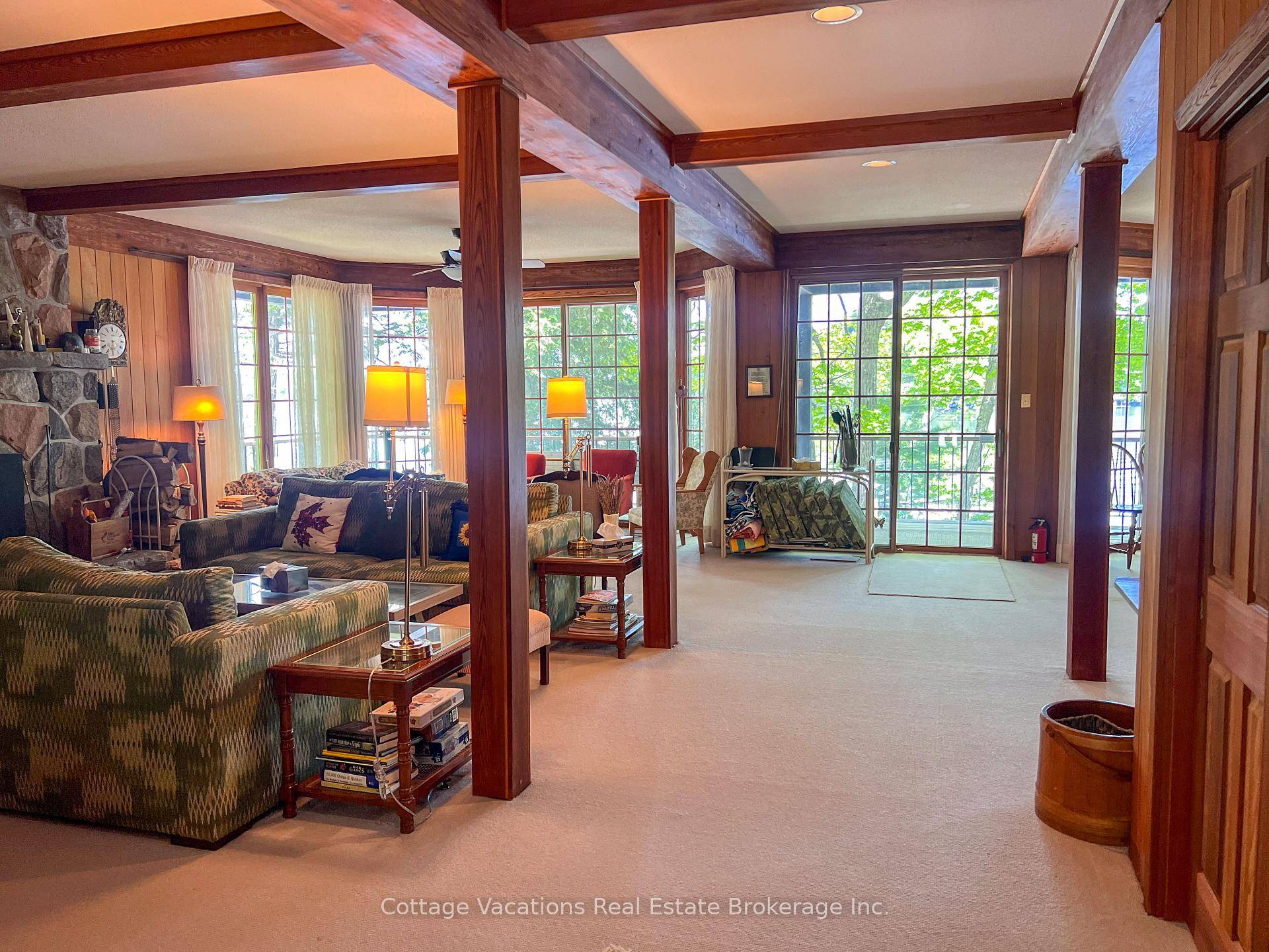 An exceptional opportunity to cottage this summer on 390 feet of pristine shoreline on Lake Rosseau, just minutes from the heart of Port Carling.