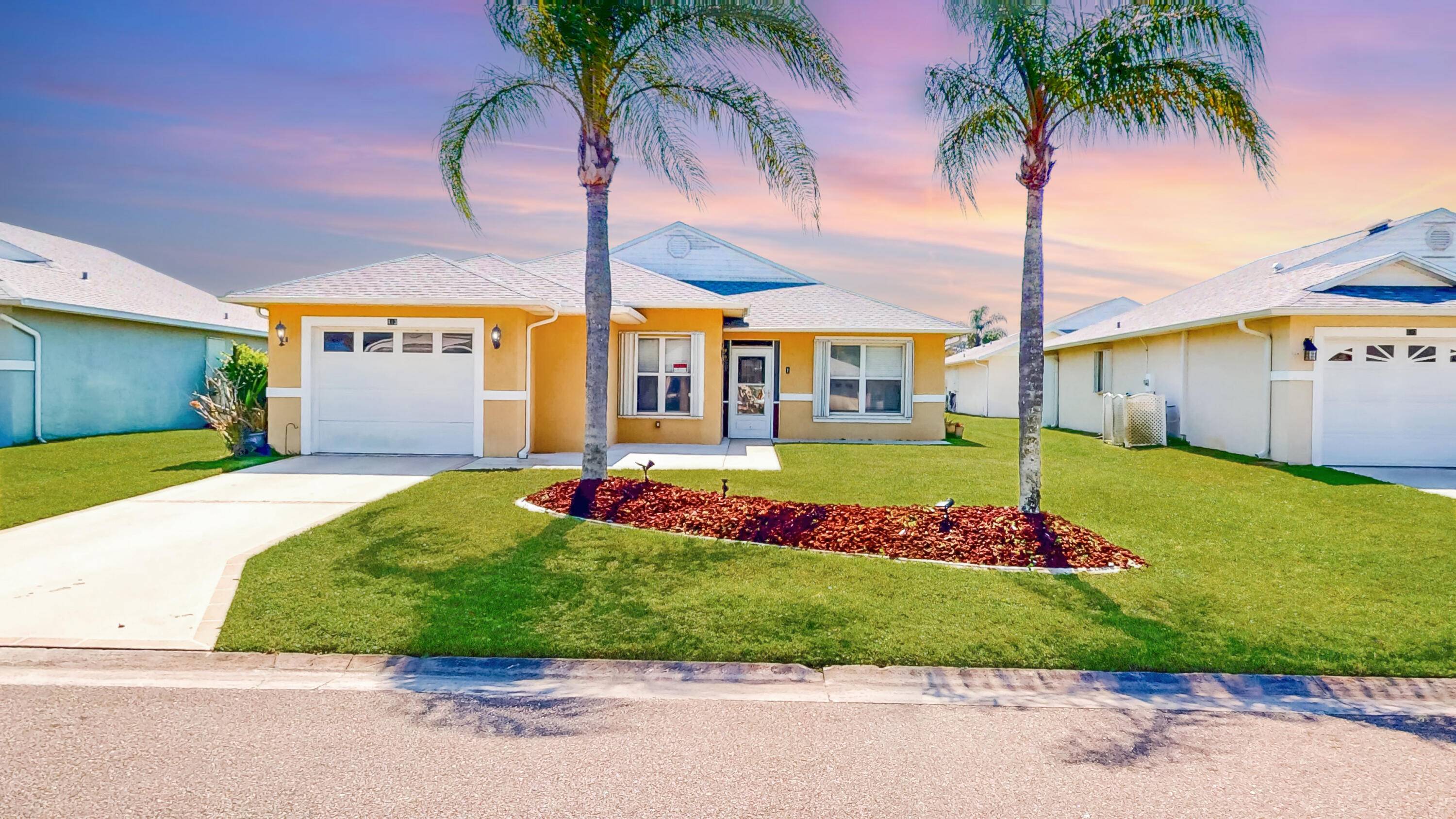 Discover this charming 2 bedroom, 2 bathroom CBS home nestled in the sought after 55 gated community of Palm Grove.