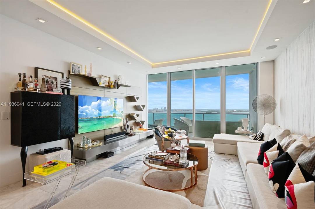 Beautifully remodeled high floor residence at Jade Brickell offering sweeping views of Biscayne Bay and the Miami skyline.