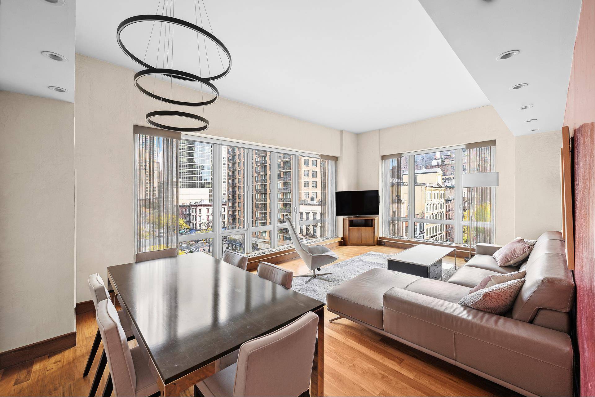 A graciously laid out 1, 438 sf high floor corner condo, this bright and airy split 2 bedroom with en suite baths and a powder room is fully furnished and ...