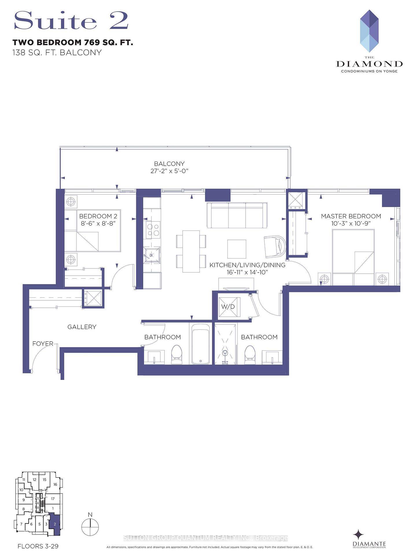 Bright Beautiful 2 Bedroom, 2 Bath, Corner Suite At The Diamond By Award Winning Diamante.