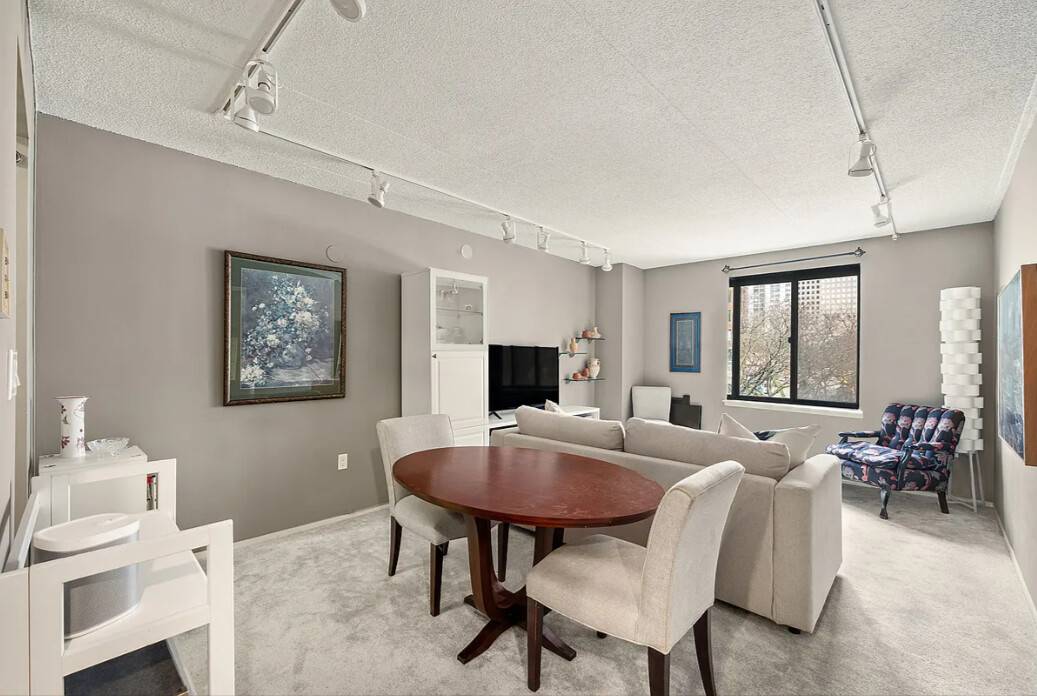 An amazing opportunity to live in a bright one bedroom with a large living and dining area !