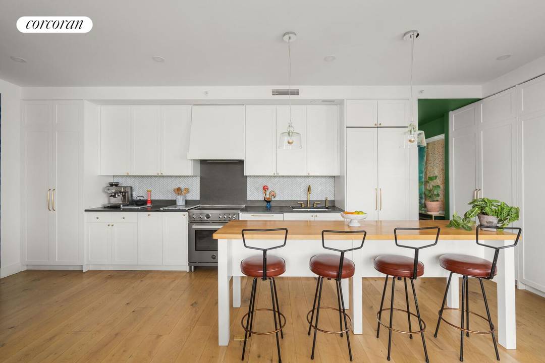 Residence 8B, a beautifully updated three bedroom home at 350 Butler Street, blends modern design with warmth, comfort, and thoughtful customization.