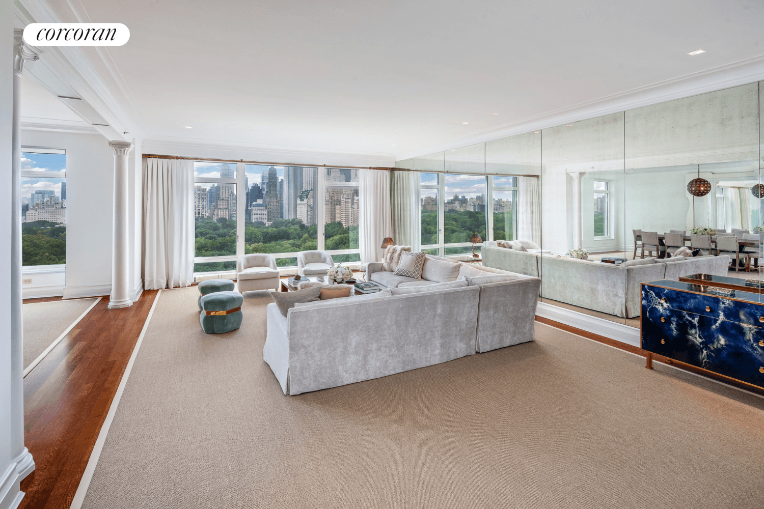 Perfectly located on the 15th Floor in the exclusive House section of 15 Central Park West, this spectacular sun flooded Robert A.