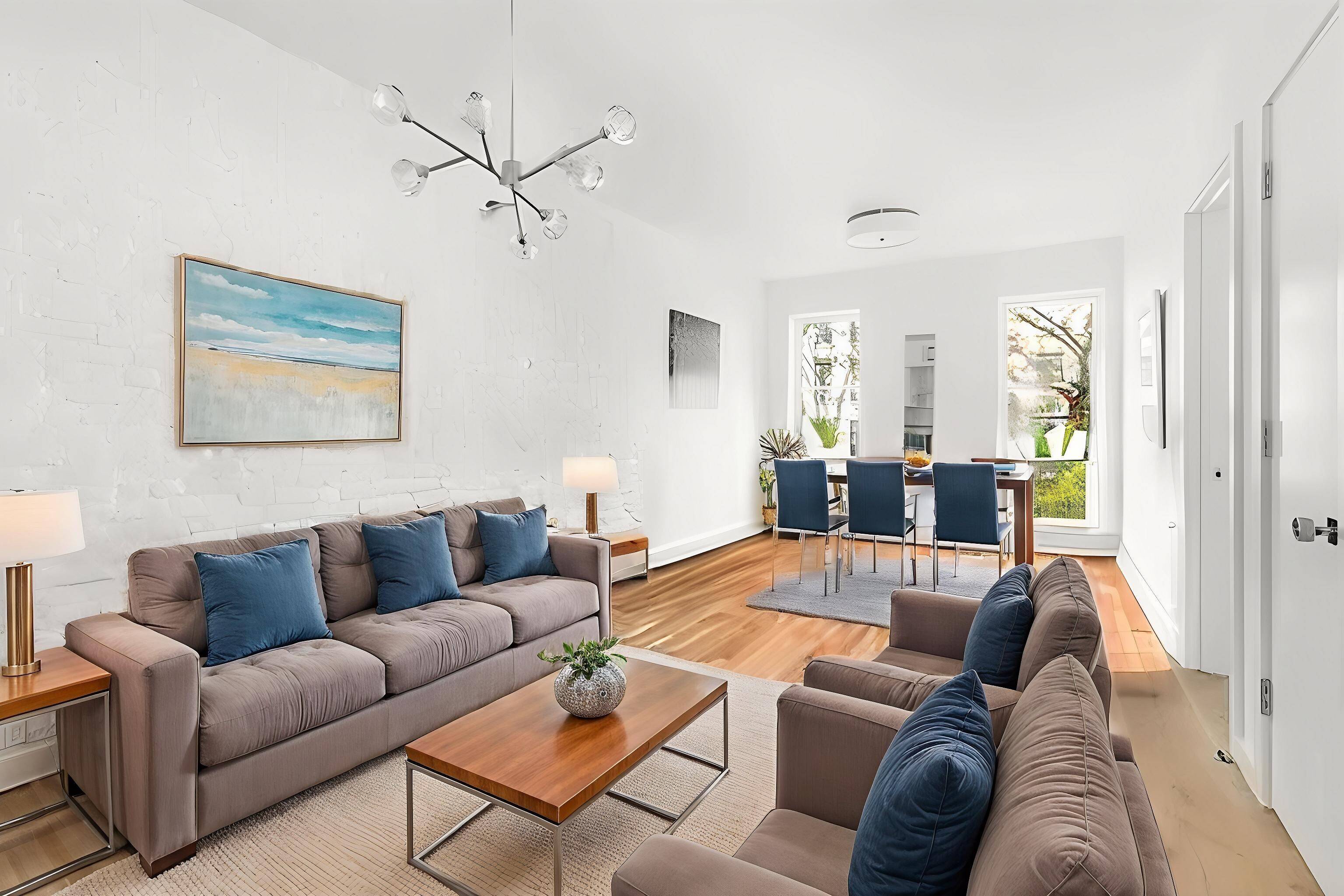 Experience elegant city living in this impeccably renovated 3 bedroom, 2 bathroom residence, nestled within a beautifully maintained 4 unit brownstone on a tree lined street in Prospect Heights.