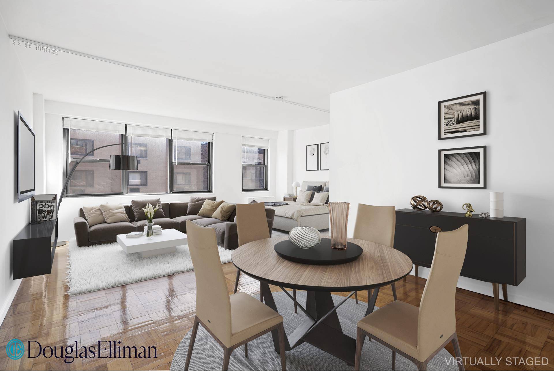 Spacious and Bright East 20s Alcove Studio in a full service building.