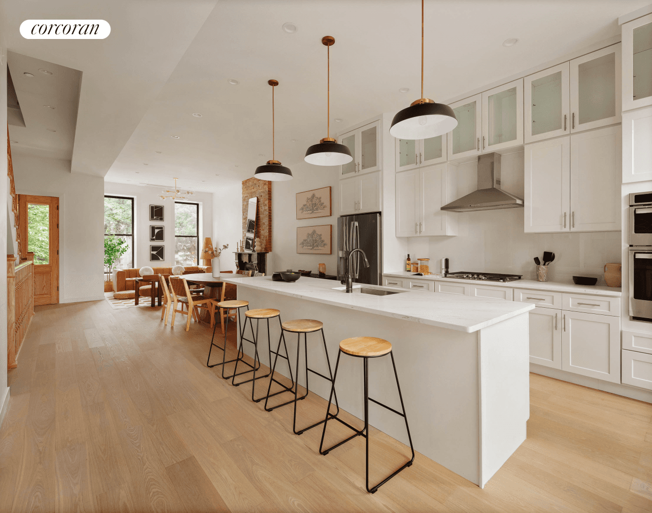 Elegant Two Family Townhouse with Private Roof Deck, Landscaped Garden amp ; Income Producing Rental Nestled on a picturesque, tree lined block in the heart of Bedford Stuyvesant, 725 Quincy ...