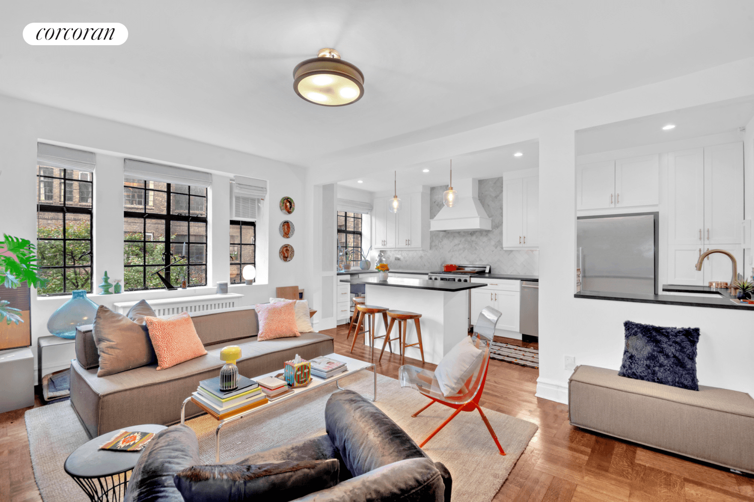 As you enter this lovely one bedroom home at Hudson View Gardens, you are welcomed into an elegant gallery hall that leads into a masterfully designed open kitchen and spacious ...