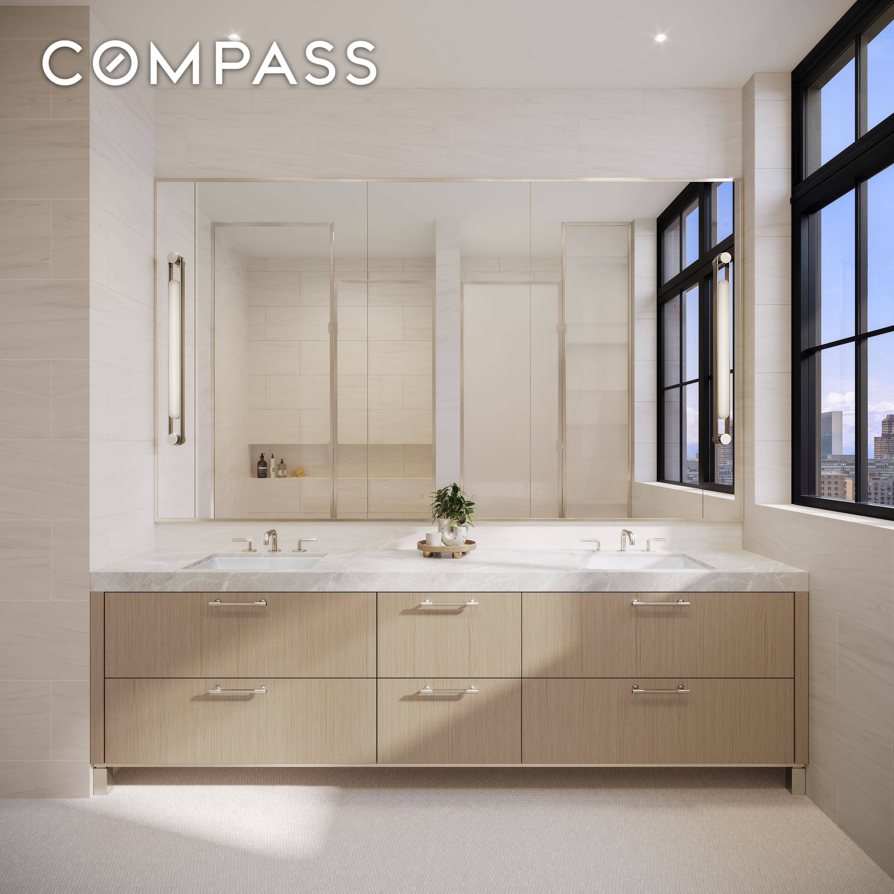 Residence 6C is a beautifully proportioned one bedroom with a southern exposure spanning the entire width of the apartment.