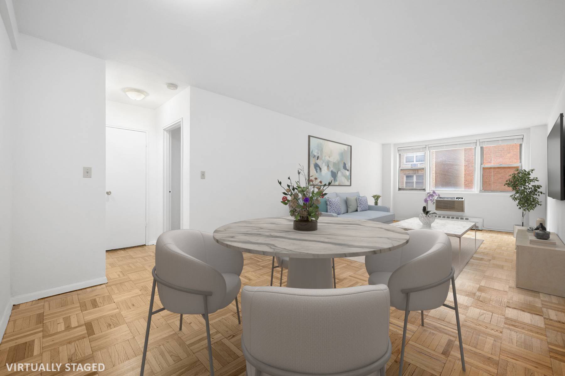 This oversized 1 bedroom Condo with low monthlies features a gracious layout with an expansive living room, hardwood floors, south facing windows, and multiple closets.