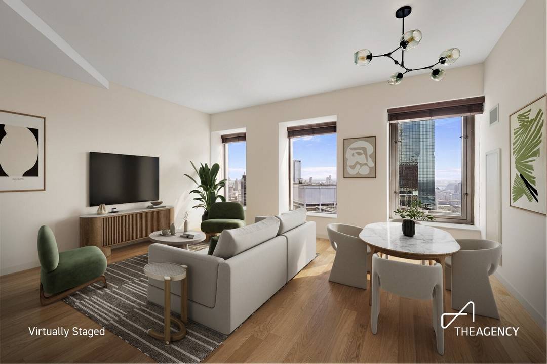 This standout two bedroom plus home office sits high above the East River with unobstructed North amp ; East facing views of Brooklyn, the river, and Lower Manhattan.