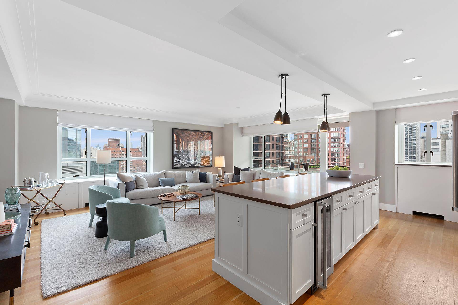 Expansive Bright two bedroom, two bath with open views and outdoor space residence at the prestigious Manhattan House.