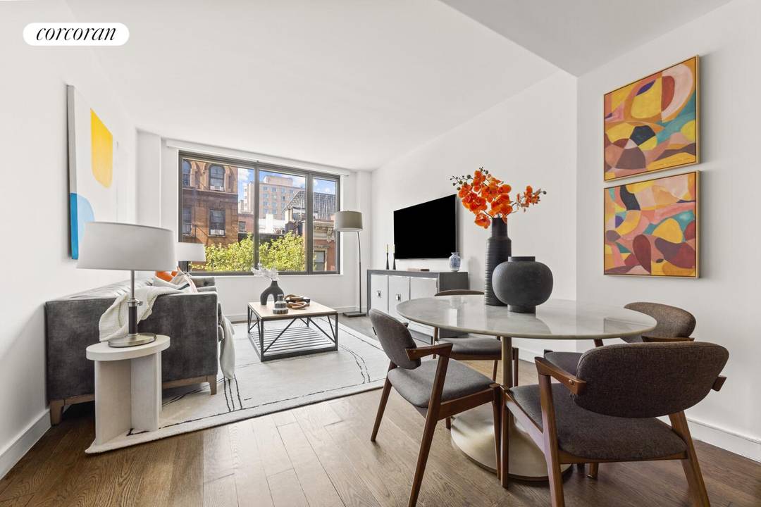 Residence 5H is a beautifully designed split two bedroom, two bathroom home at The Jefferson, a premier full service condominium known for its eco conscious design and exceptional amenities.