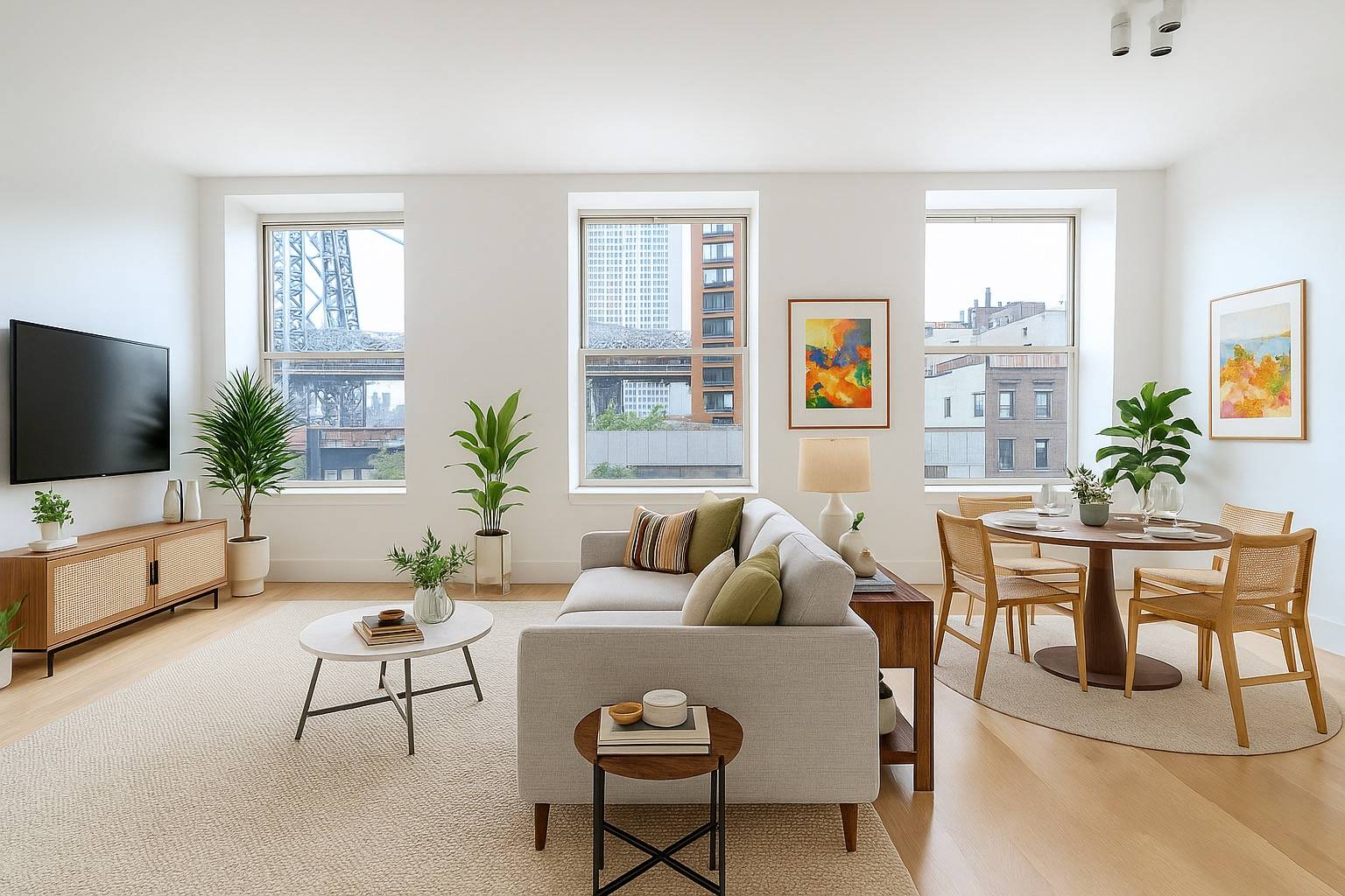 This 1, 100sqft 2Bed 2bath condo rental sits on the 2nd floor of Broadway Riverview ; one of Williamsburg's most sought after residencies.
