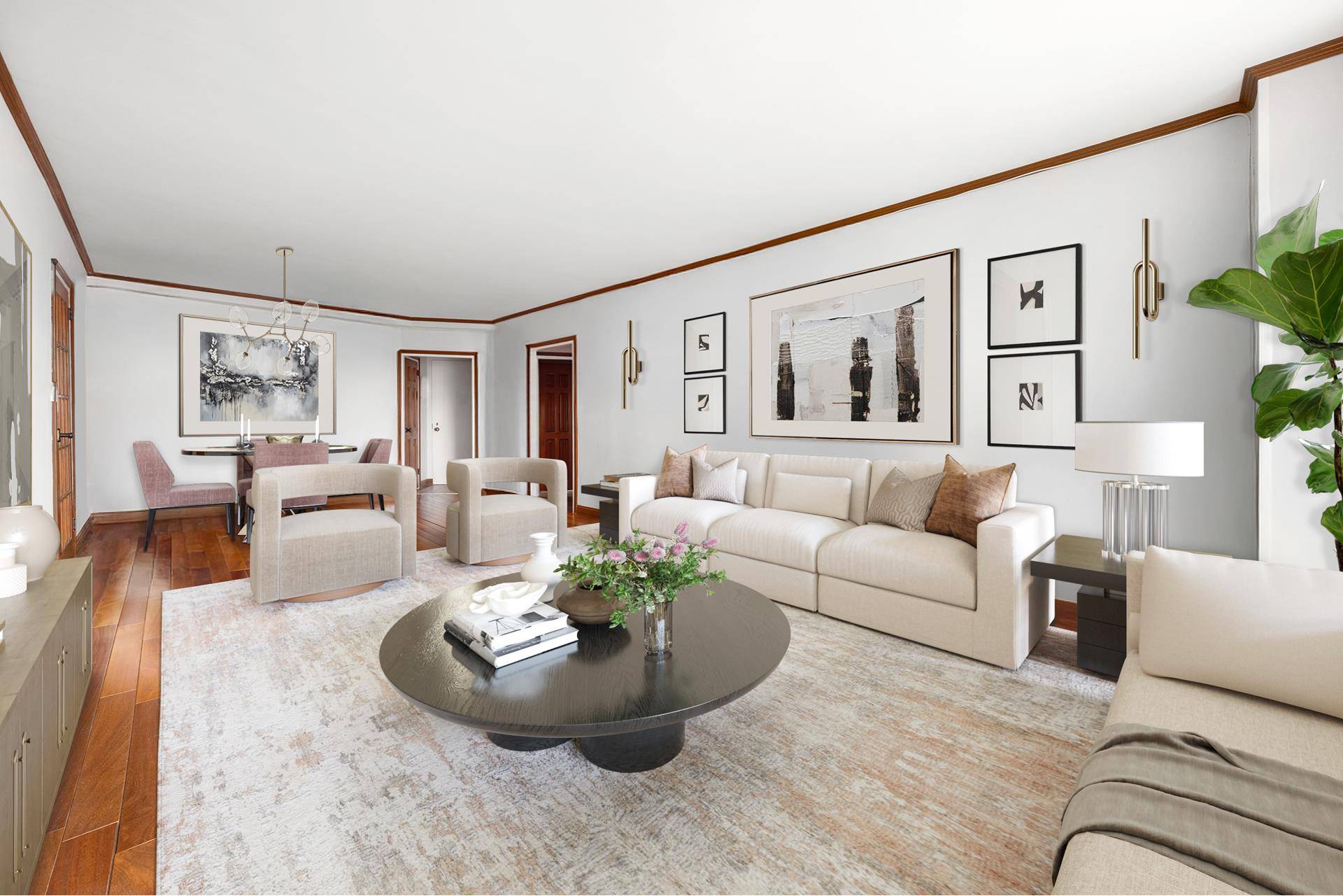 Converted Two Bedroom with Water Views at River Terrace Enjoy elevated living in this expansive, light filled two bedroom home with balcony at River Terrace, a full service co op ...