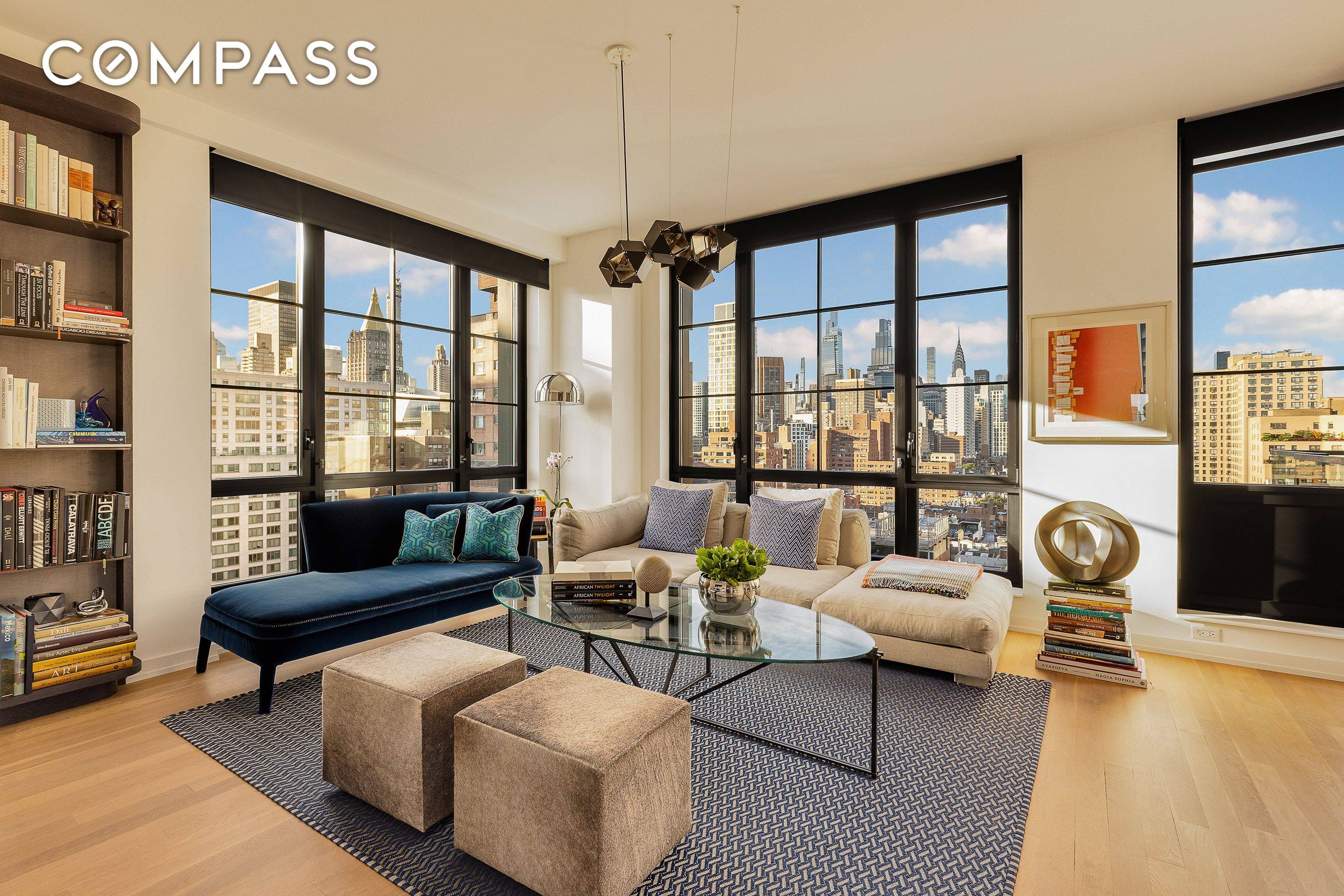 Located in the heart of Gramercy, soaring over the city on the 18th floor with panoramic city views, comes this exquisitely designed turn key two bedroom, two bathroom residence featuring ...