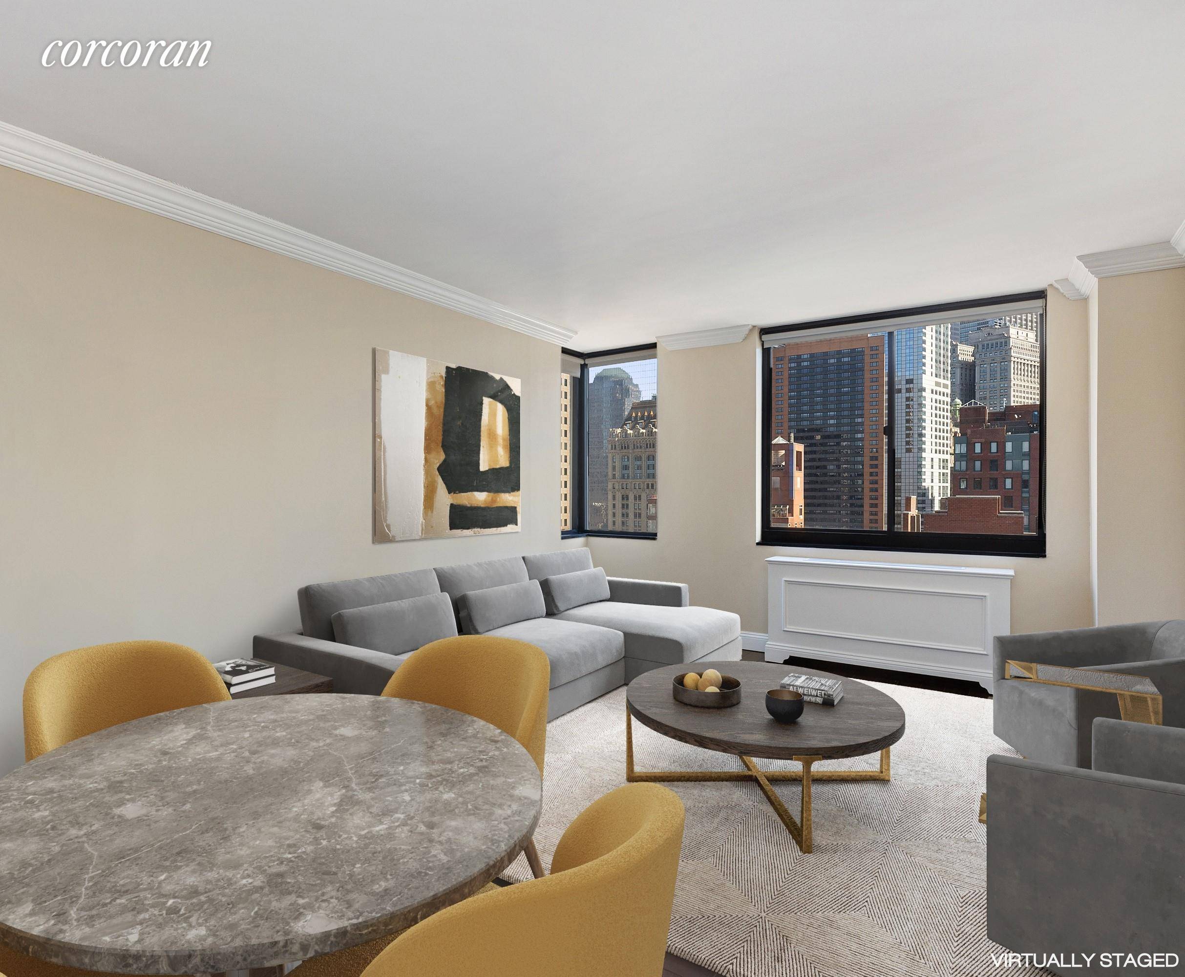 This South facing 1BR 1BA unit features a generously proportioned living space and hardwood floors.