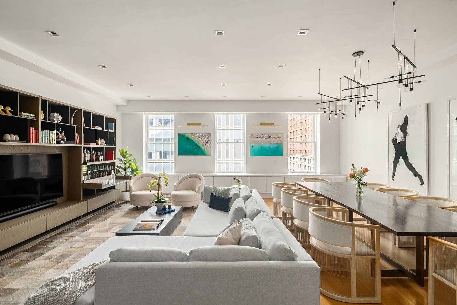 Perfectly positioned on one of Tribeca's most sought after and quiet cobblestone streets, this two bedroom, two and a half bathroom loft with a spacious convertible home office media room, ...
