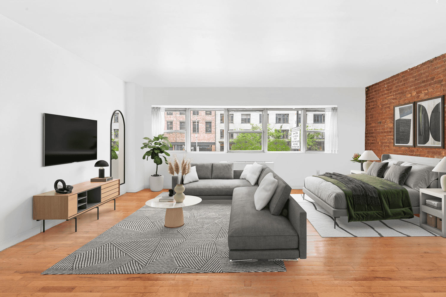 Sleek design, clean lines, and sun flooded, truly unique living opportunity awaits the next tenants of this bespoke studio apartment.