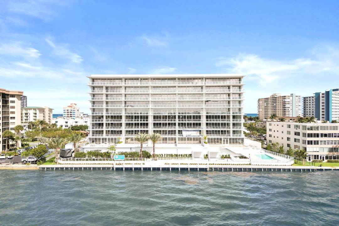 Elevated waterfront residence with expansive terrace and sweeping Intracoastal views.