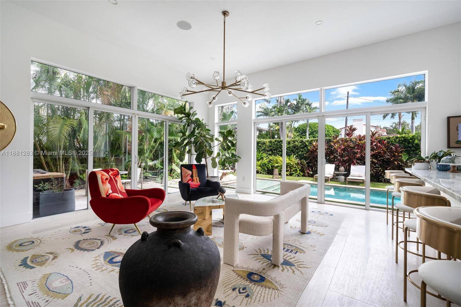 This 2 story mid century modern home blends timeless design with contemporary upgrades on a private corner lot.