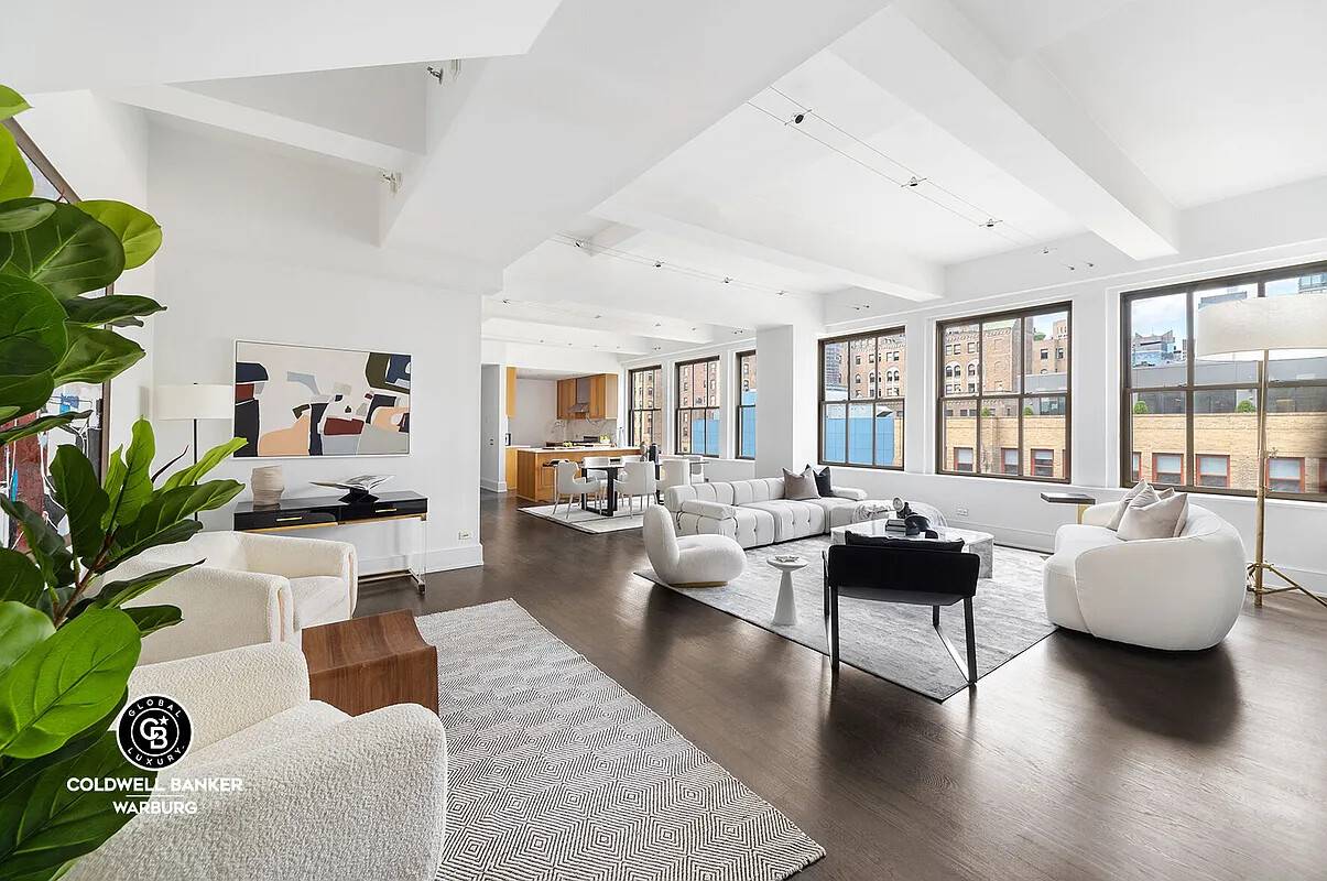 Penthouse A at 130 West 30th Street, located in the landmarked Cass Gilbert condominium in Chelsea, is an exquisite 3 bedroom, 3.