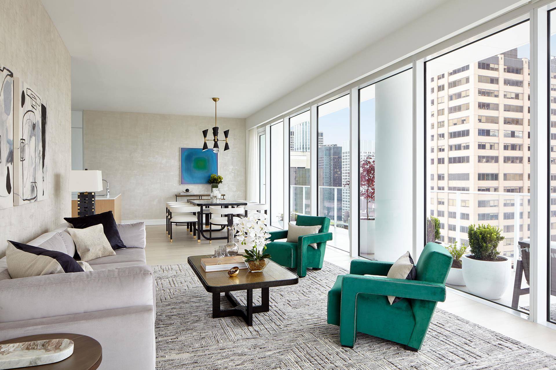 This remarkable, half floor corner 1, 720 square foot, two bedroom, two and a half bath residence features a deep wraparound terrace with north, south, and west exposures overlooking Central ...