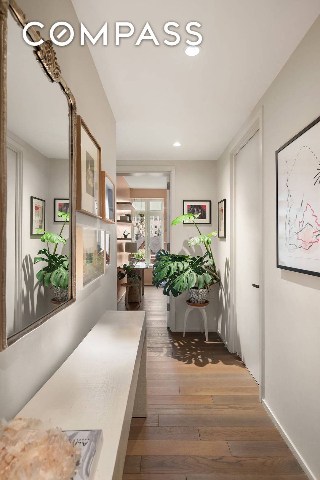 Residence 10E is a rare corner two bedroom, two bathroom home offering 1, 189 square feet of interior space with open views of the historic Columbia University.