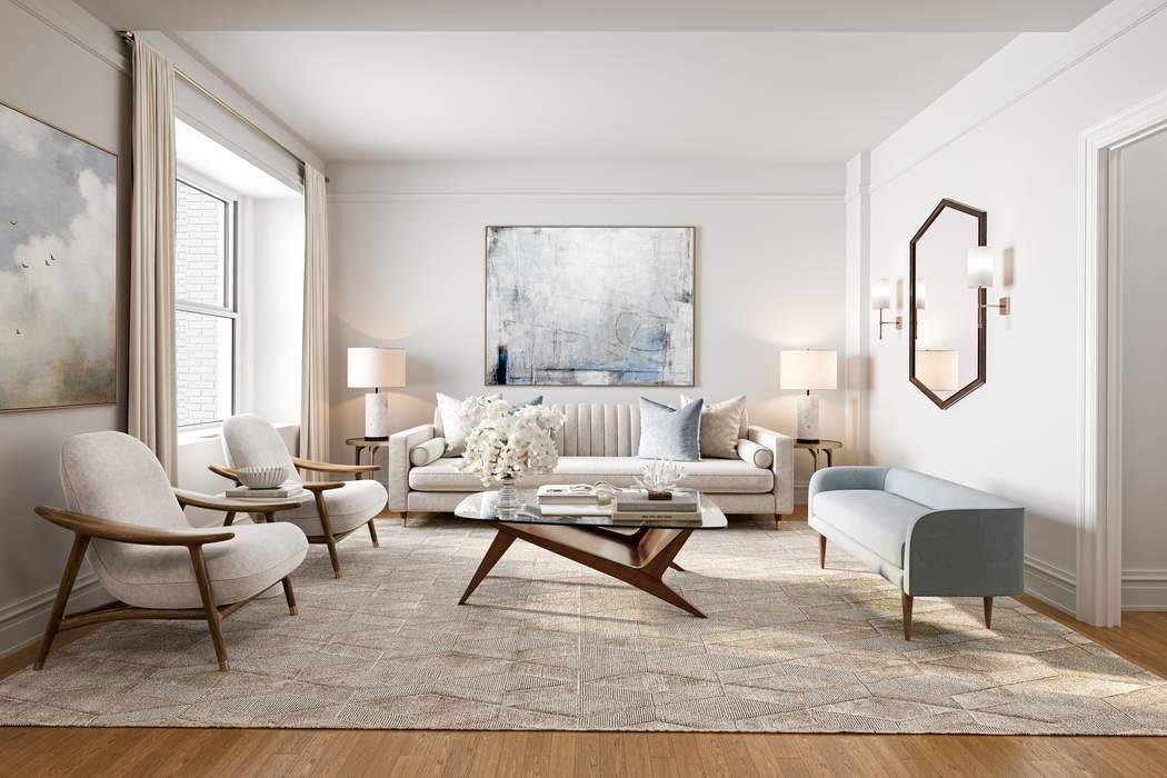 Nestled in a well maintained pre war co op, this elegant two bedroom residence offers a perfect blend of classic charm and modern convenience.